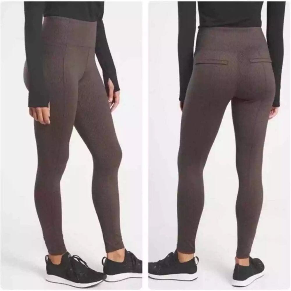 Athleta Delancey Houndstooth Tight Brown High Rise Size Small Tall
